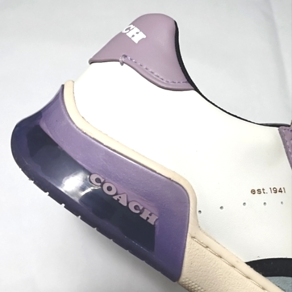 Coach women's citysole Court Sneakers Shoes Lace Up Light/C Blue Lilac Purple - Picture 12 of 13